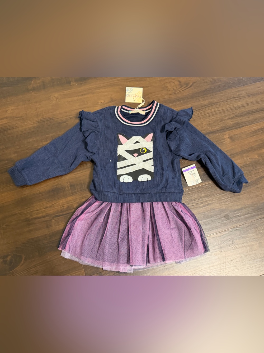 Truly Me Sara Sara Girls 3T Halloween Mummy Cat Tulle Dress Top 2 Pc Set NWT